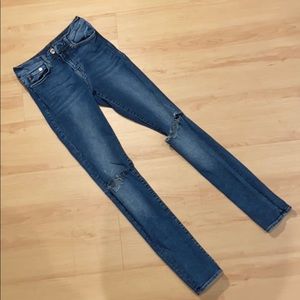Distressed Shaping Skinny Jeans - Blue